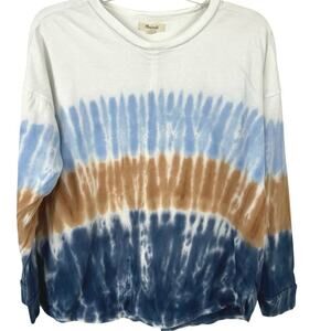 Madewell Tie Dye Sweatshirt Pullover Blue Brown Boho Lounge Women Small